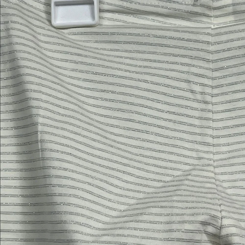 Tea Collection Cream and metallic silver striped leggings New size 6